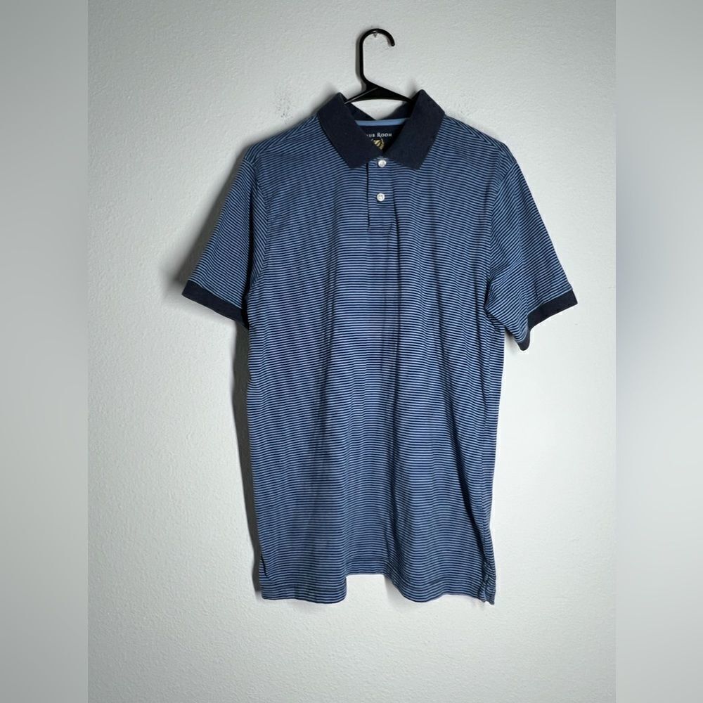 Club Room Striped Cotton Polo Blue Size M